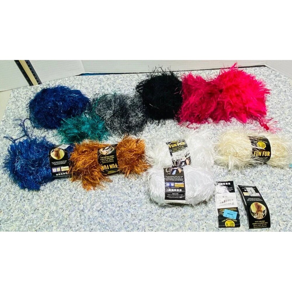 10 skeins Lion Brand Fun Fur Eyelash Yarn 10 Different Colors